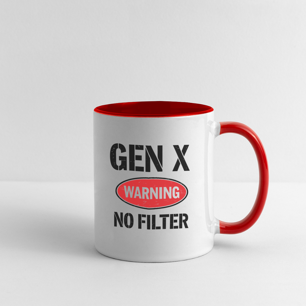 GEN-X Warning No Filter Coffee Mug - white/red