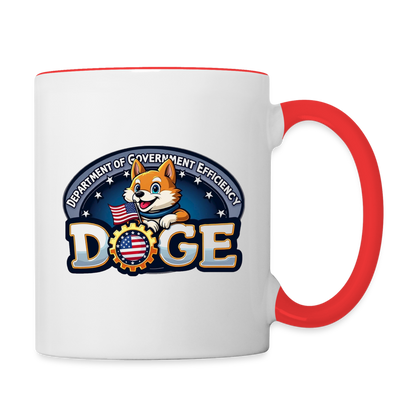 DOGE Logo (Dept of Government Efficiency) Coffee Mug - white/red