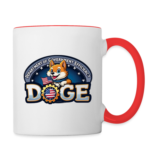 DOGE Logo (Dept of Government Efficiency) Coffee Mug - white/red