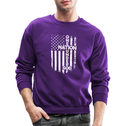 One Nation Under God Sweatshirt - purple