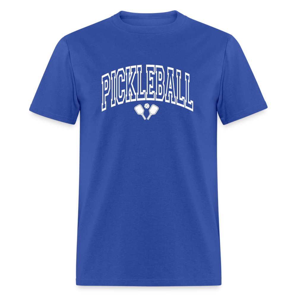 Pickleball T-Shirt (White Arch Letters) - royal blue