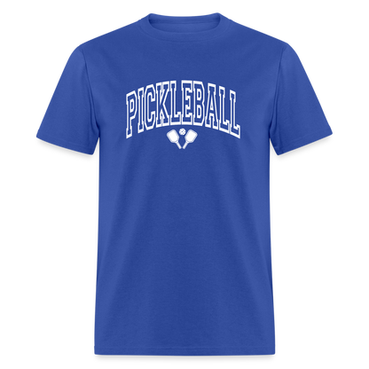 Pickleball T-Shirt (White Arch Letters) - royal blue