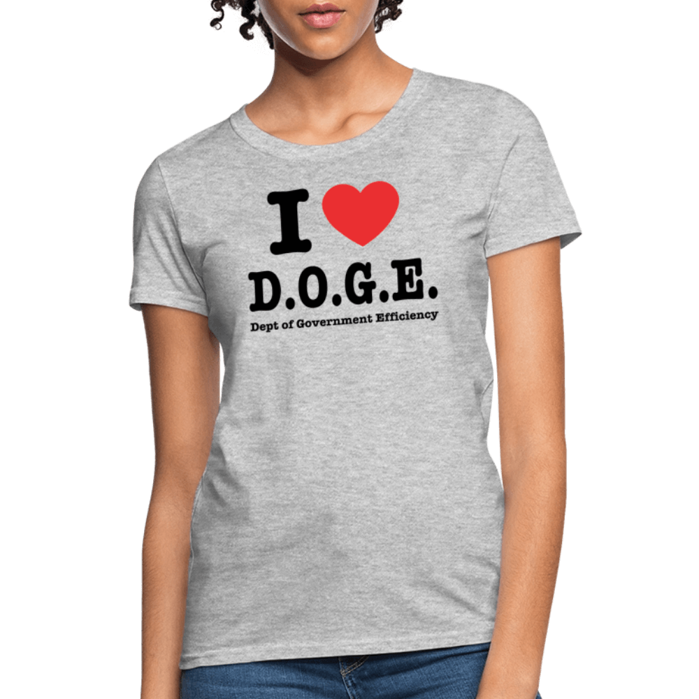 I Heart DOGE (Dept of Government Efficiency) Women's Contoured T-Shirt - heather gray