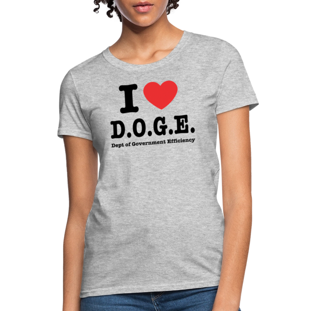 I Heart DOGE (Dept of Government Efficiency) Women's Contoured T-Shirt - heather gray