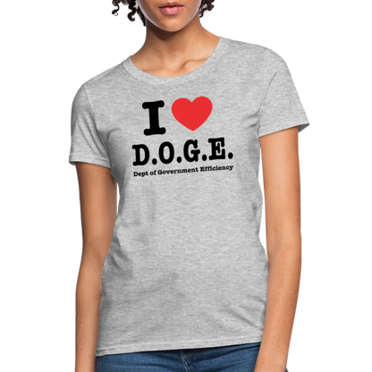 I Heart DOGE (Dept of Government Efficiency) Women's Contoured T-Shirt - heather gray