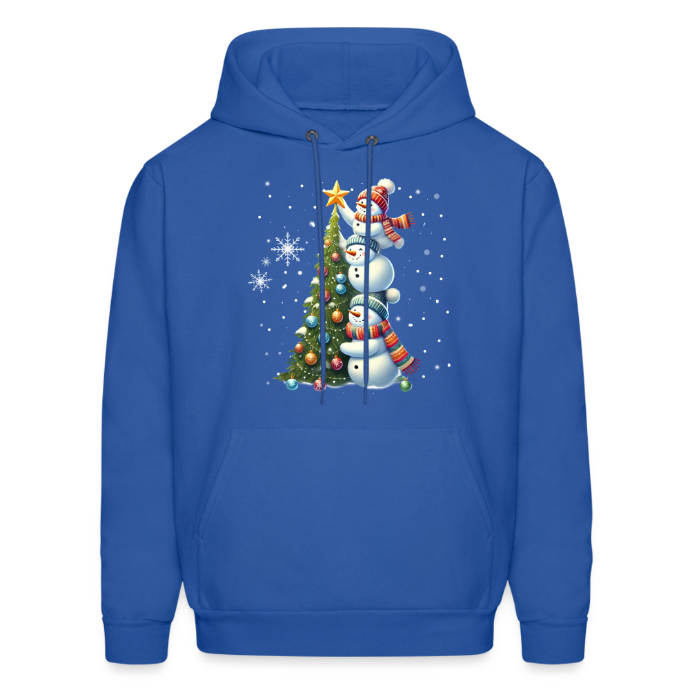 Cute Snowman Decorating Christmas Tree Hoodie - royal blue