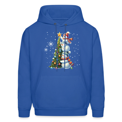 Cute Snowman Decorating Christmas Tree Hoodie - royal blue