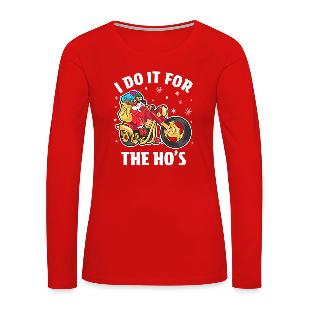 Christmas Biker Santa Women's Premium Long Sleeve T-Shirt - red