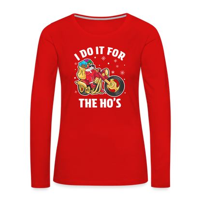 Christmas Biker Santa Women's Premium Long Sleeve T-Shirt - red