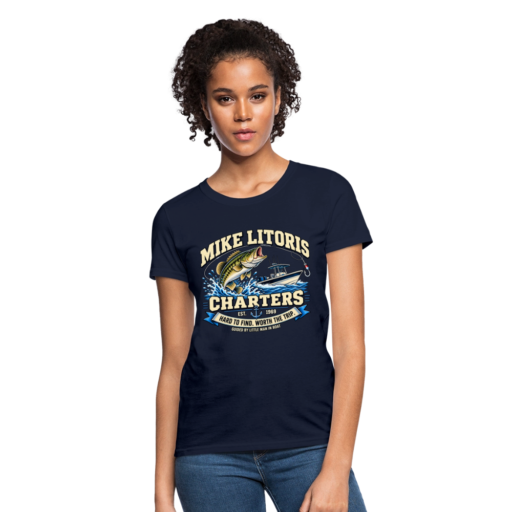 Mike Litoris Fishing Charters Women’s T-Shirt Color: Black