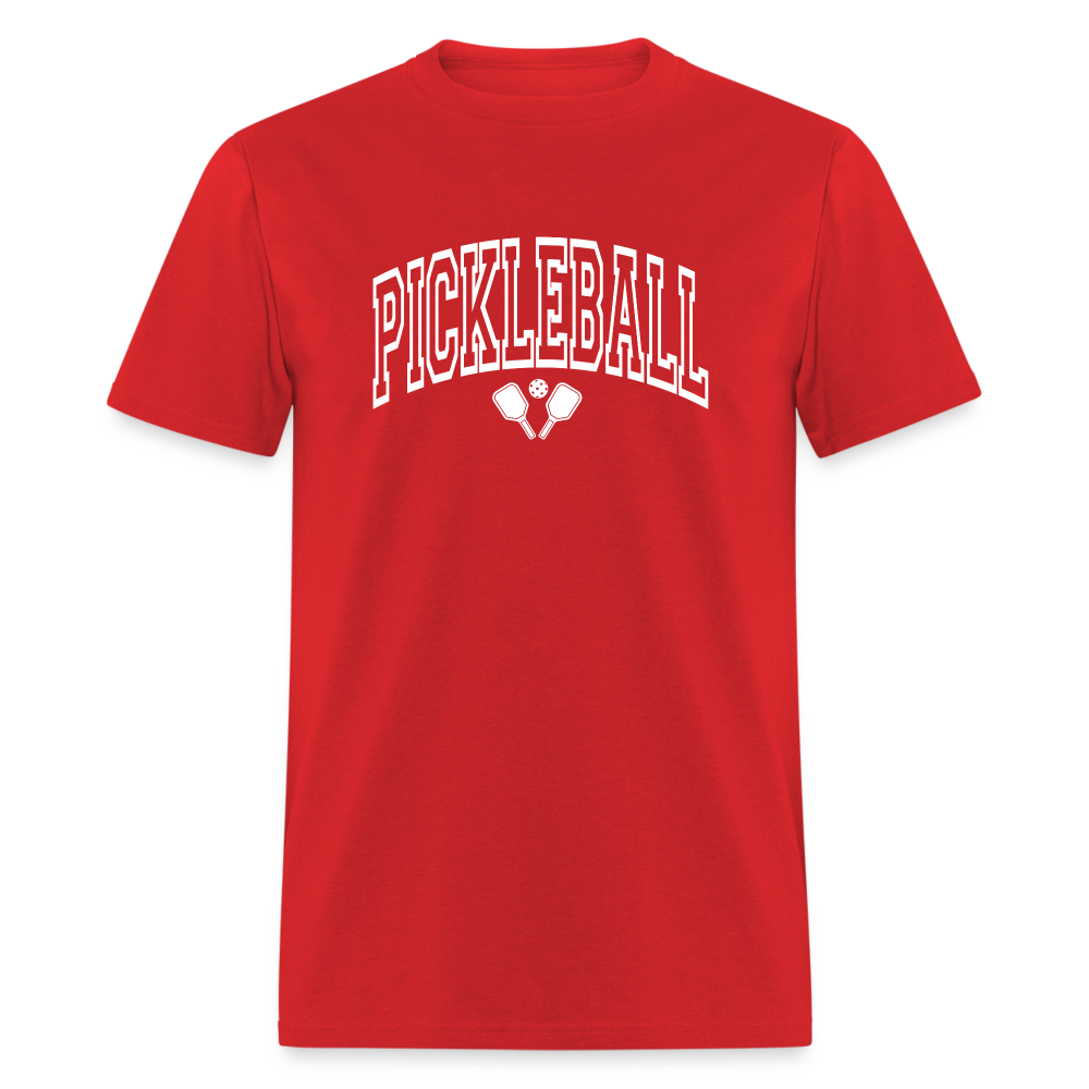 Pickleball T-Shirt (White Arch Letters) - red