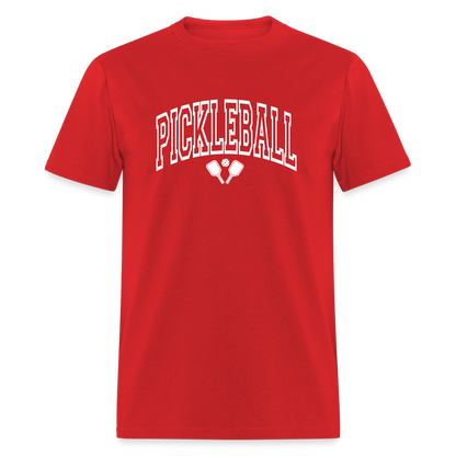 Pickleball T-Shirt (White Arch Letters) - red