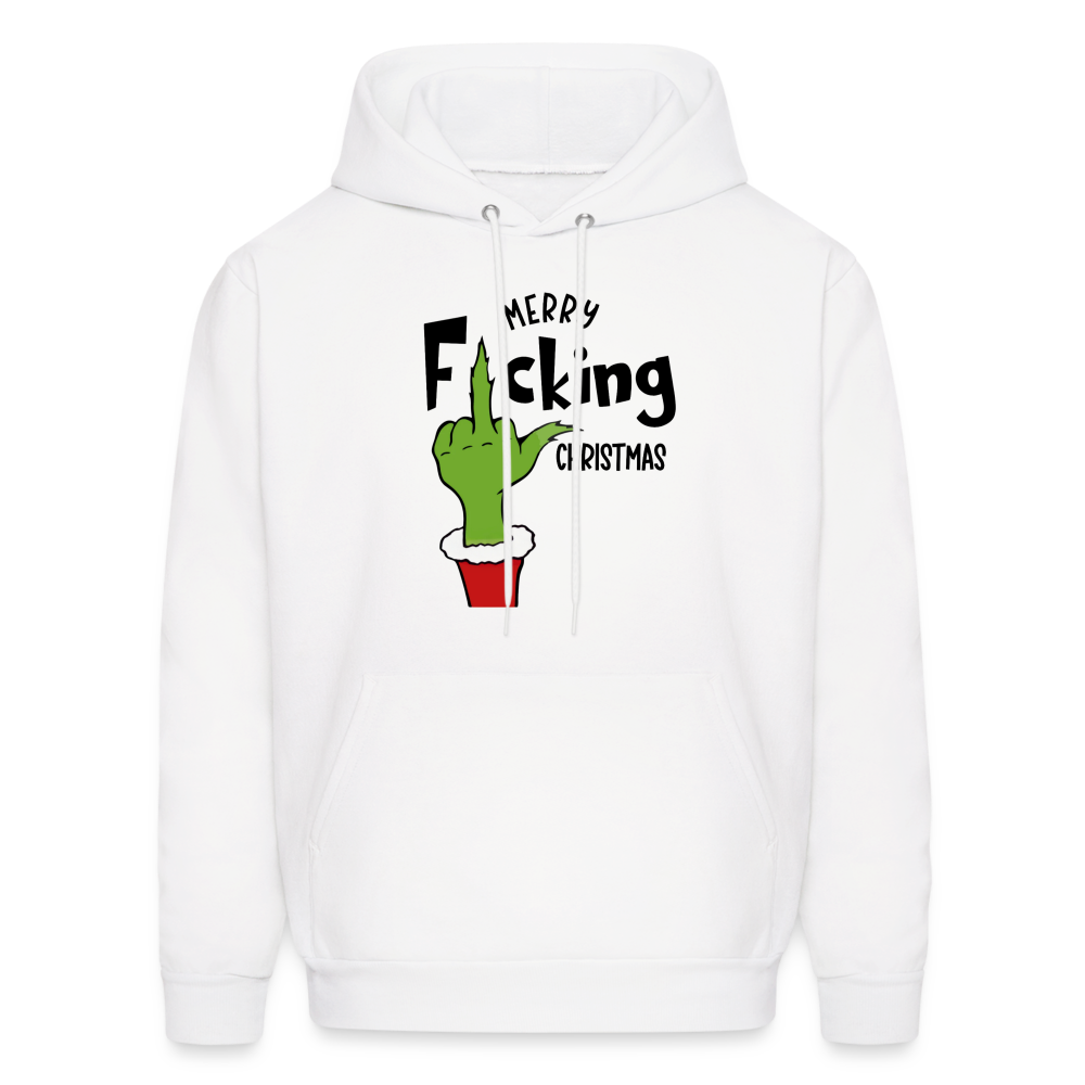 Merry F*cking Christmas Grumpy Middle Finger Hoodie - white