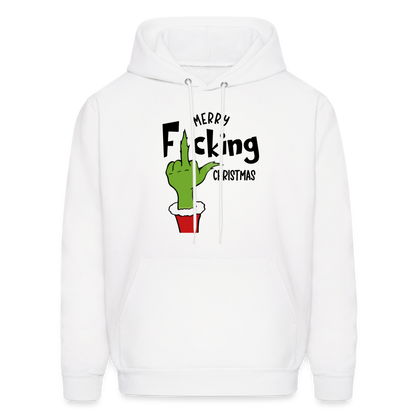 Merry F*cking Christmas Grumpy Middle Finger Hoodie - white