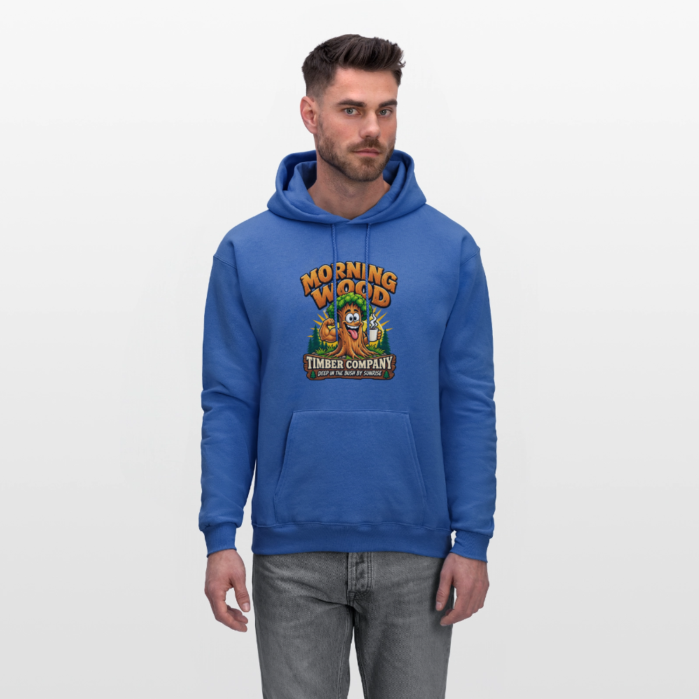 Morning Wood Timber Company Funny Adult Humor Hoodie Color: Heather Gray