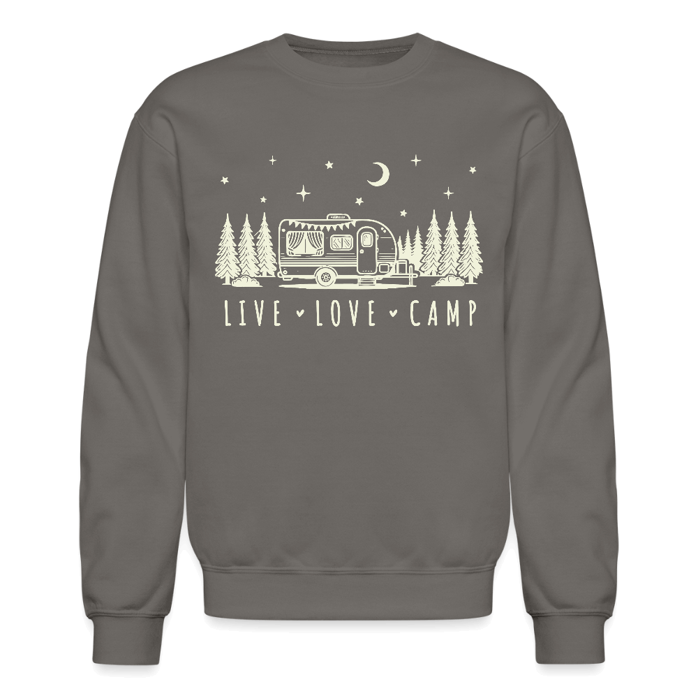 Live Love Camp Sweatshirt – Camper Under Night Sky Color: asphalt gray