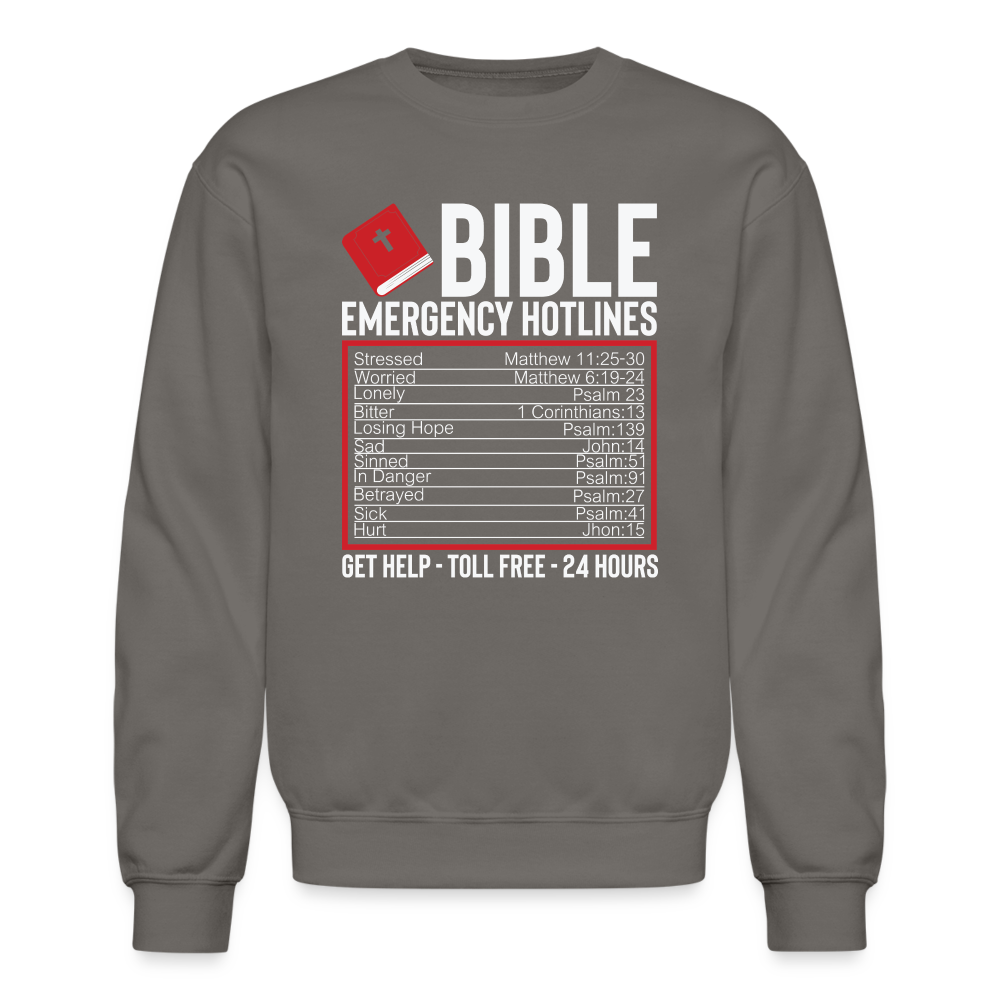 Bible Emergency Hotline (Scriptures) Sweatshirt - asphalt gray