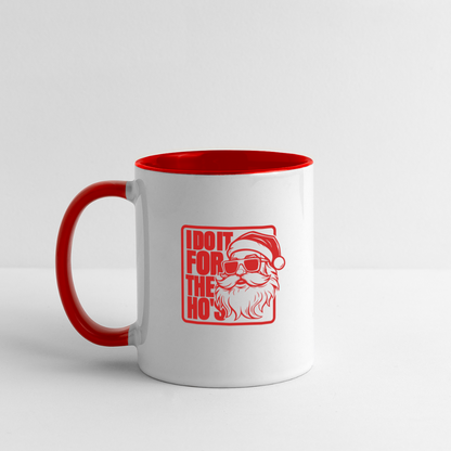 I Do It for the Ho's Funny Christmas Coffee Mug (in Red) - white/red