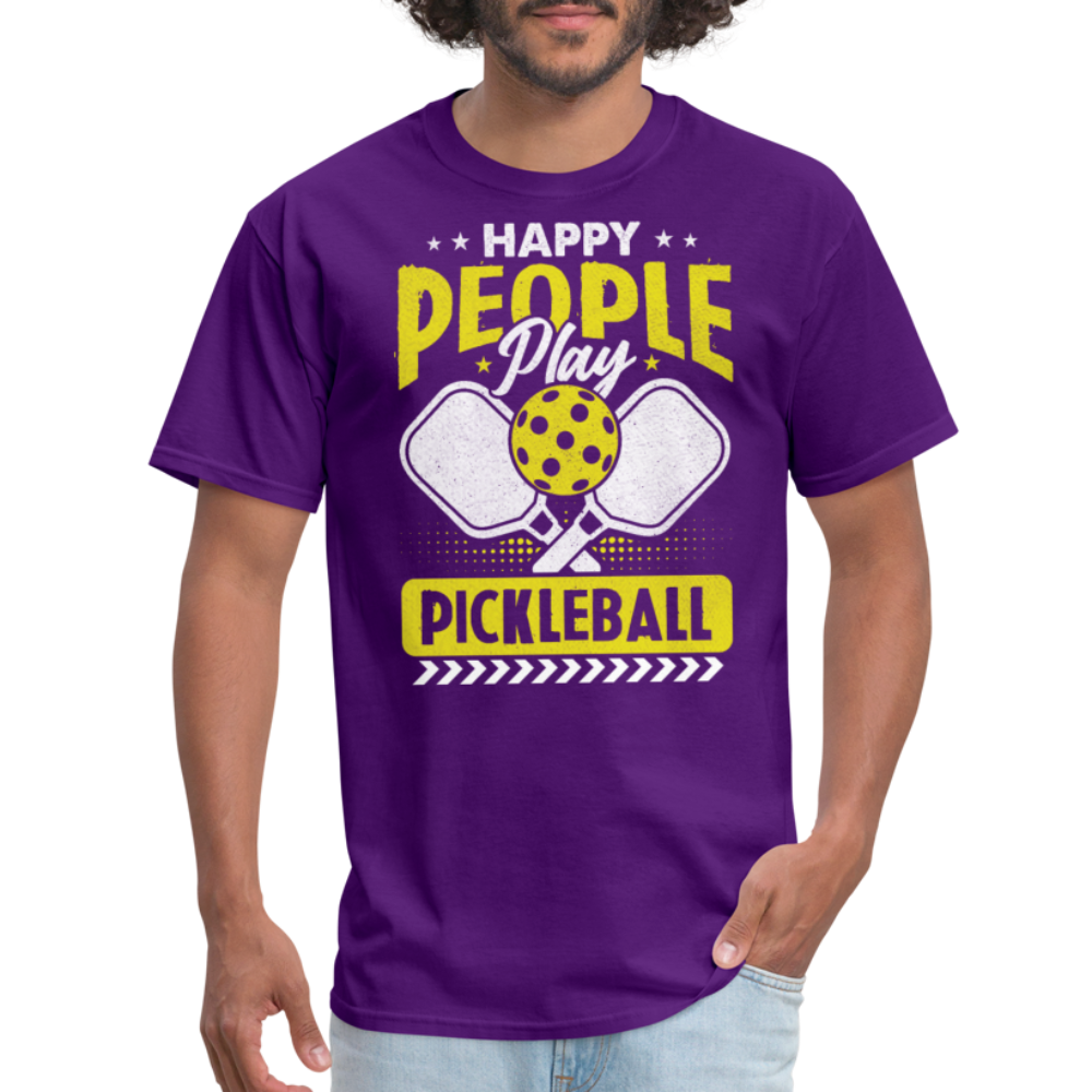 Happy People Play Pickleball T-Shirt - purple