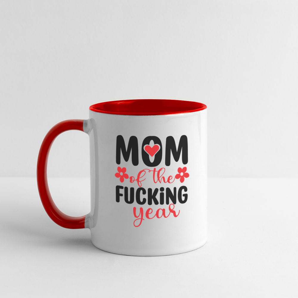 Mom of the Fucking Year Coffee Mug - white/red