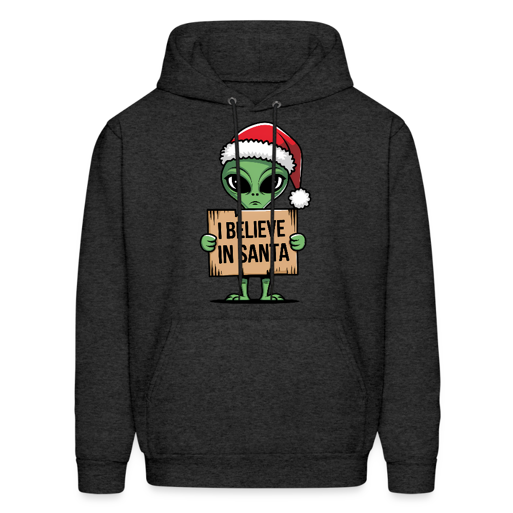 I Believe in Santa Hoodie – Funny Cute Alien Christmas Hoodie Color: charcoal grey