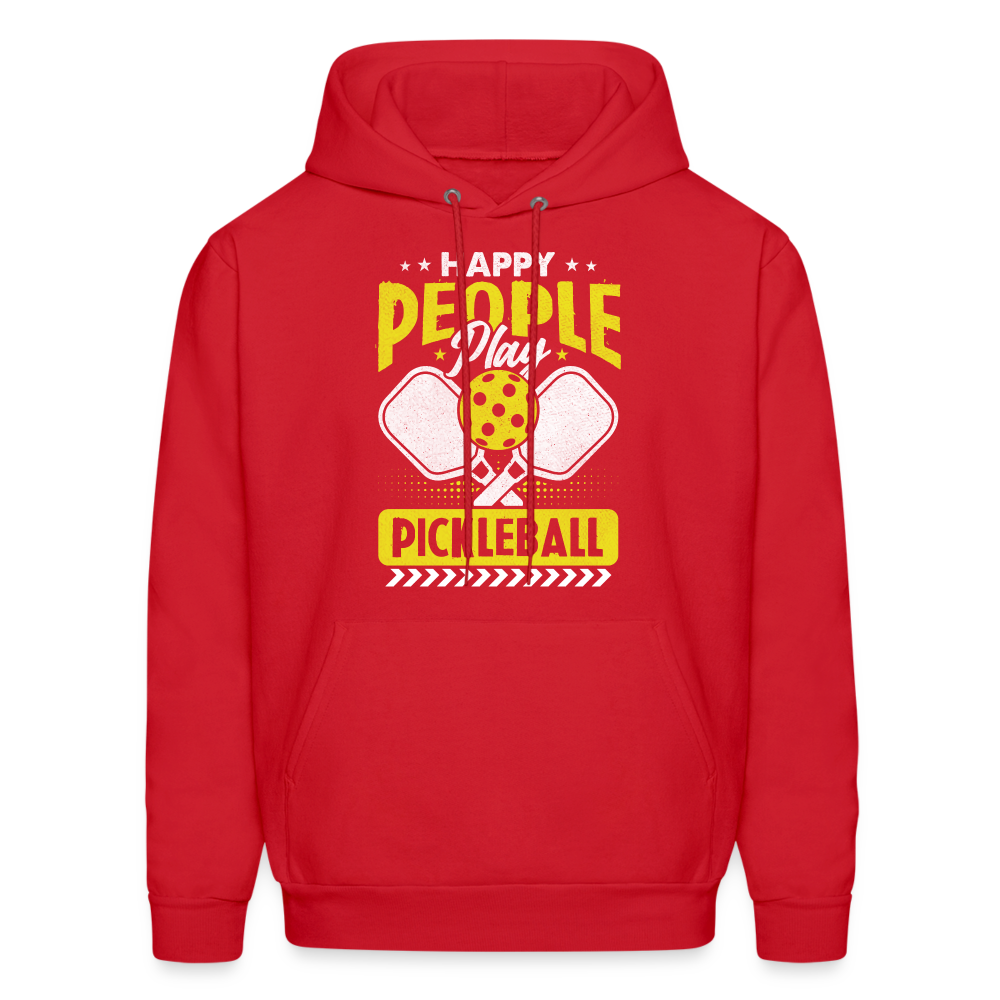 Happy People Play Pickleball Hoodie - red