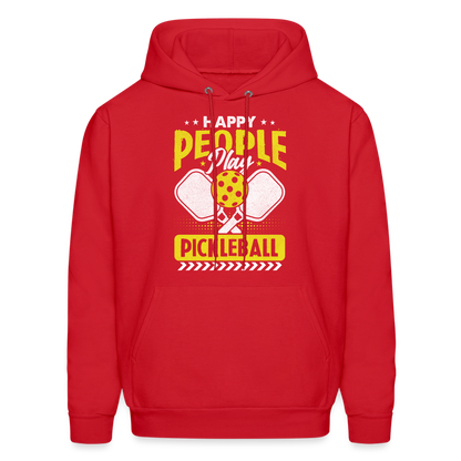 Happy People Play Pickleball Hoodie - red