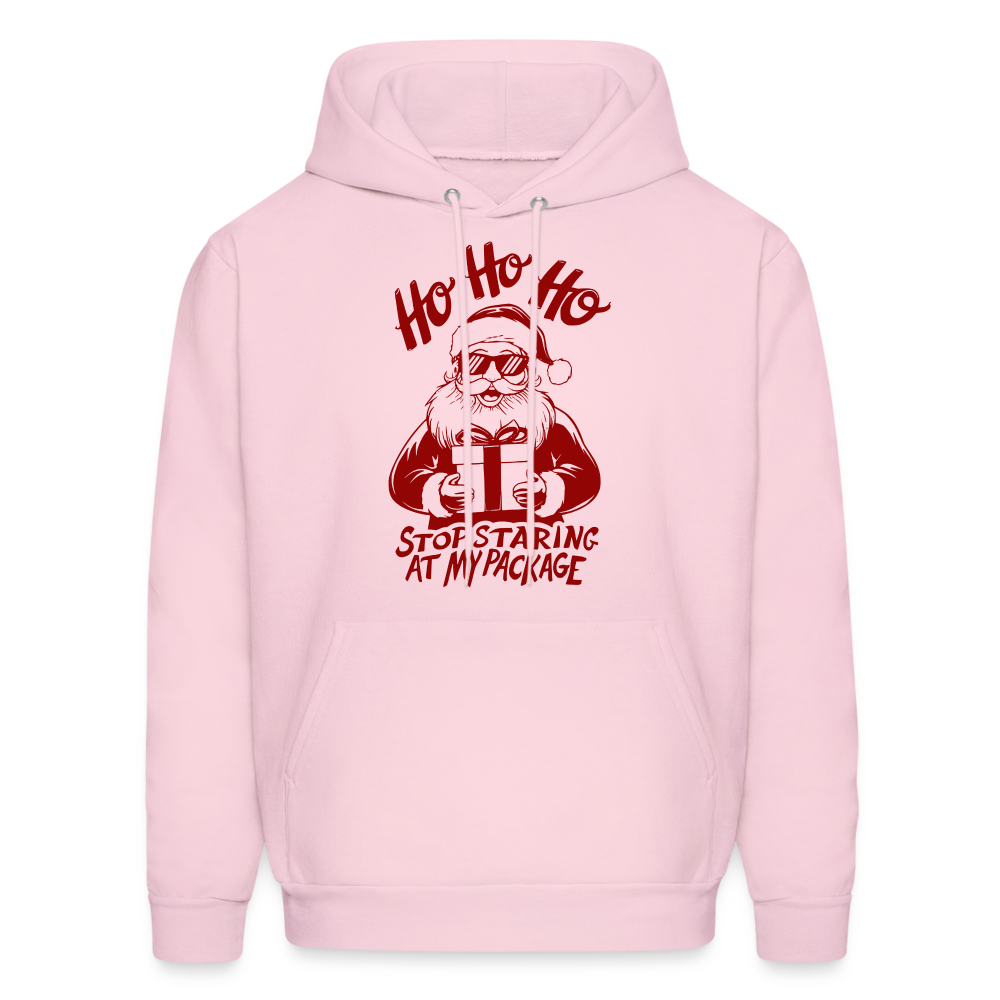 Ho Ho Ho Stop Staring Ay My Package (Funny Christmas Santa) Hoodie - pale pink