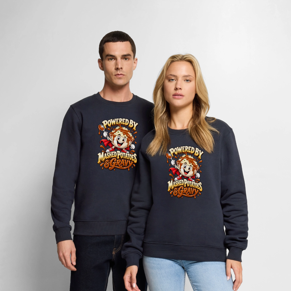 Powered by Mashed Potatoes & Gravy – Superhero Men’s Premium Sweatshirt - navy