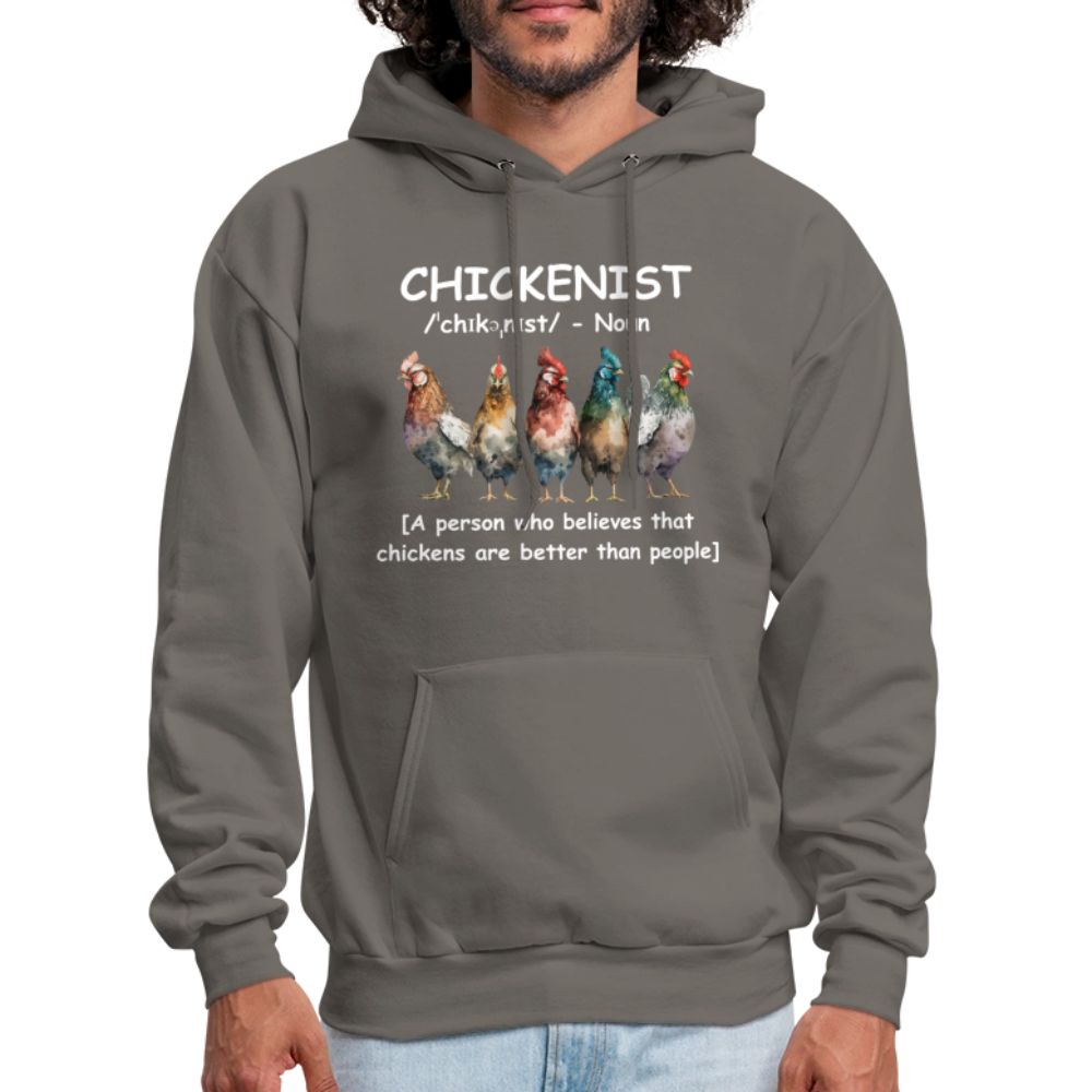 Chickenist Hoodie (Chickens are better than people) - asphalt gray