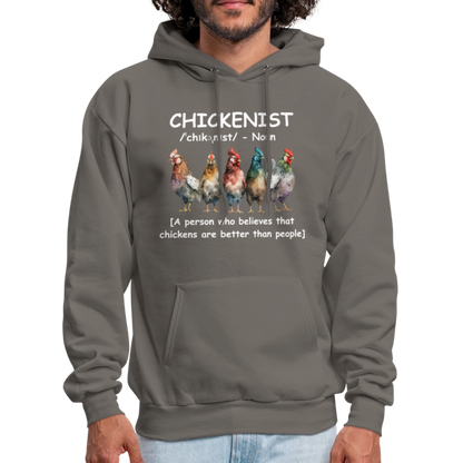 Chickenist Hoodie (Chickens are better than people) - asphalt gray