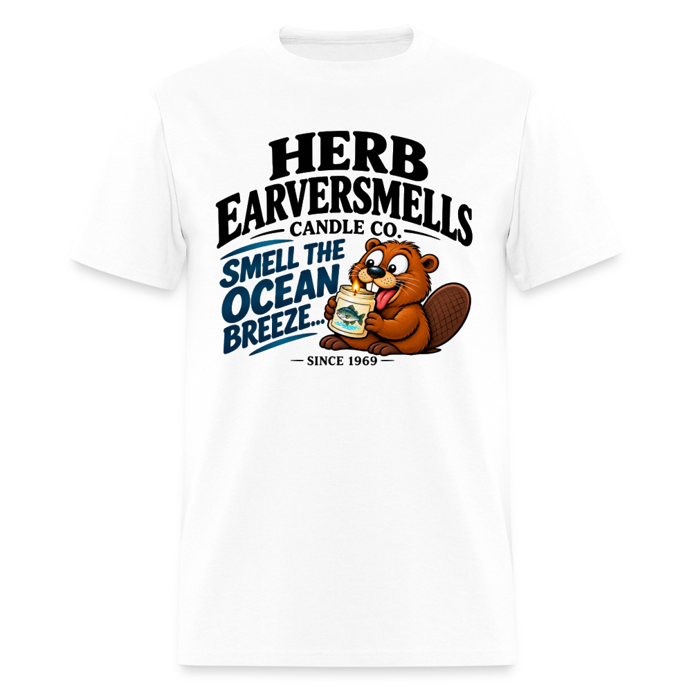 Herb Earversmells Candle Co. – Funny Adult Humor T-Shirt - white