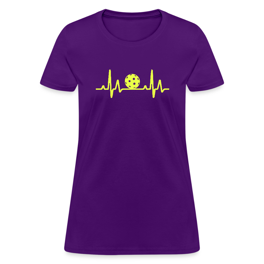 Pickleball Heartbeat Women's Contoured T-Shirt - purple