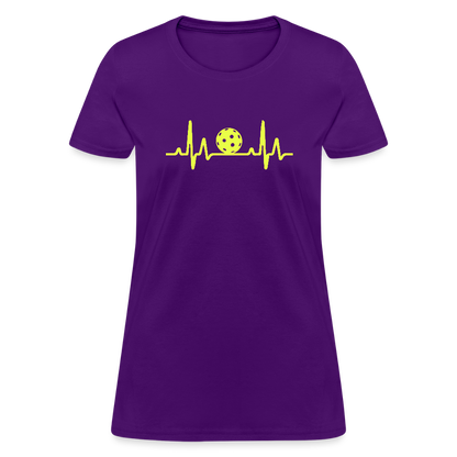 Pickleball Heartbeat Women's Contoured T-Shirt - purple