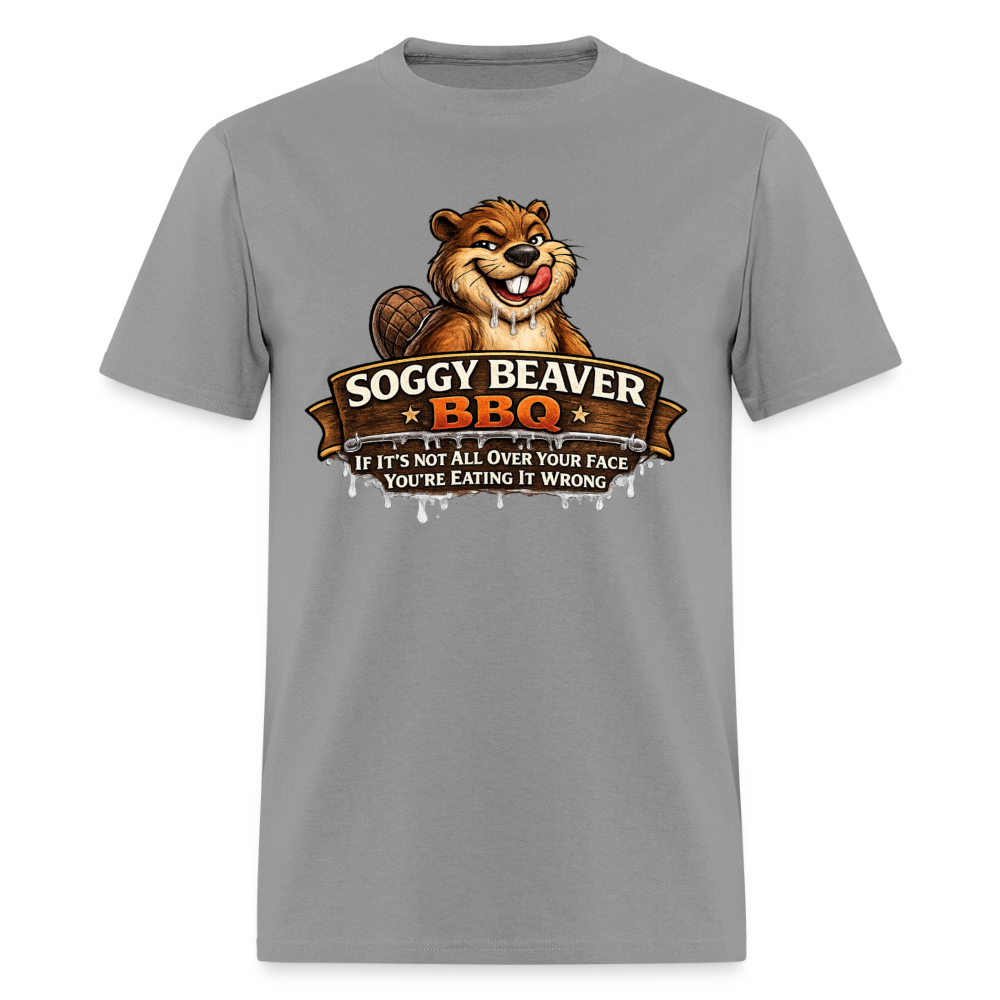 Soggy Beaver BBQ Funny Graphic T-Shirt Color: Rock