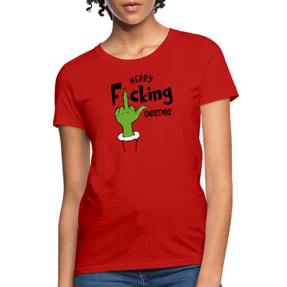 Merry F*cking Christmas grumpy Middle Finger Women's T-Shirt - red