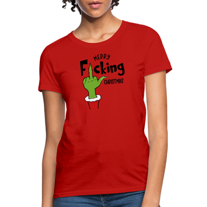 Merry F*cking Christmas grumpy Middle Finger Women's T-Shirt - red