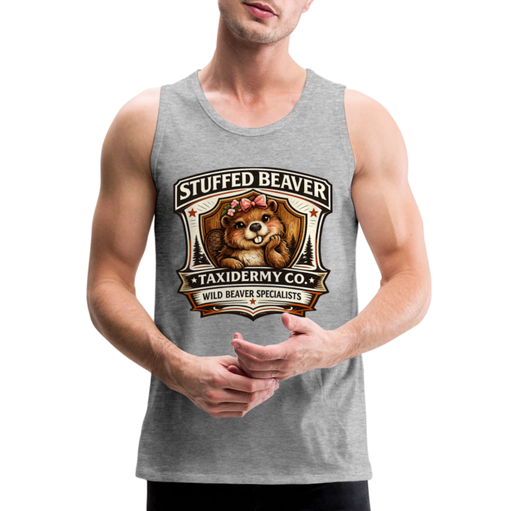 Stuffed Beaver Taxidermy Funny Tank Top Color: Heather Gray