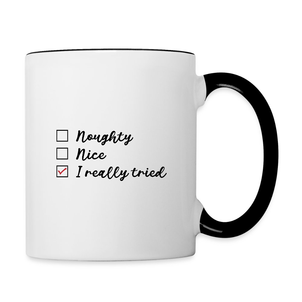 Naught Nice I Really Tried Coffee Mug (Christmas) - white/black