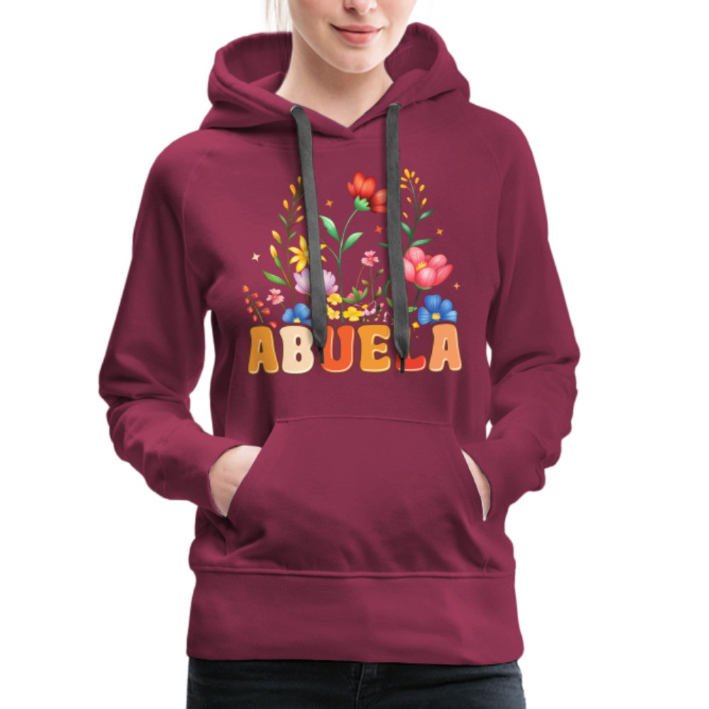 Abuela Women’s Premium Hoodie with Floral Design - burgundy