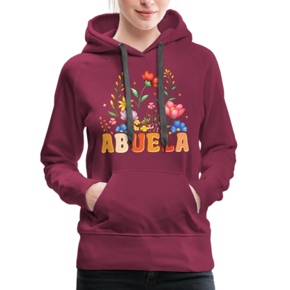 Abuela Women’s Premium Hoodie with Floral Design - burgundy