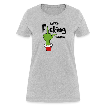 Merry F*cking Christmas grumpy Middle Finger Women's T-Shirt - heather gray