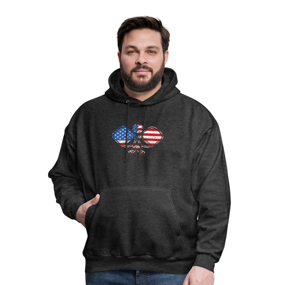 American Flag Pickleball Paddle Hoodie - charcoal grey