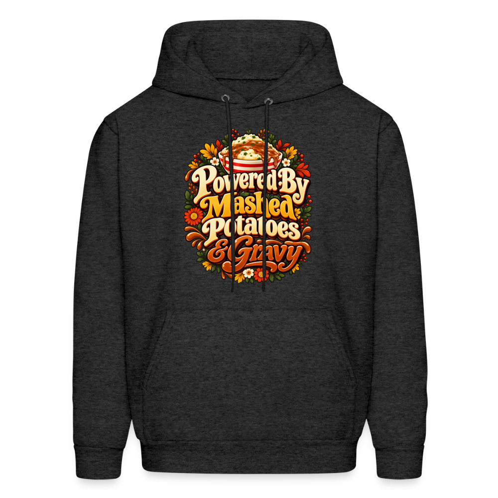 Powered by Mashed Potatoes & Gravy – Fall Floral Hoodie - charcoal grey