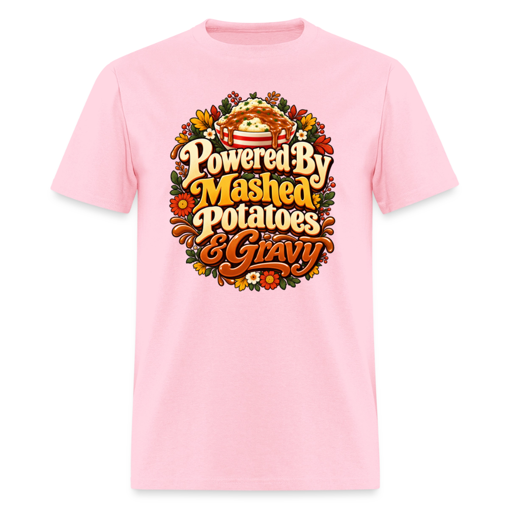 Powered by Mashed Potatoes & Gravy – Fall Floral T-Shirt - pink