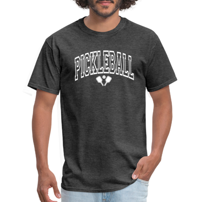 Pickleball T-Shirt (White Arch Letters) - heather black