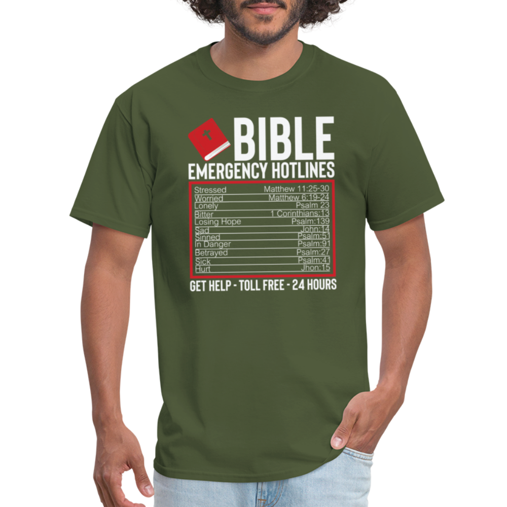 Bible Emergency Hotline (Scriptures) T-Shirt - military green