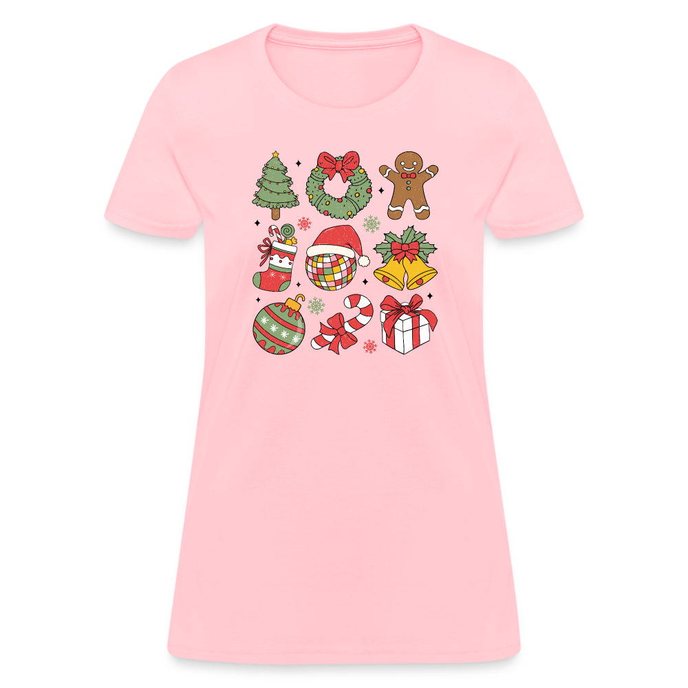 Christmas Holiday Season Women's Contoured T-Shirt - pink