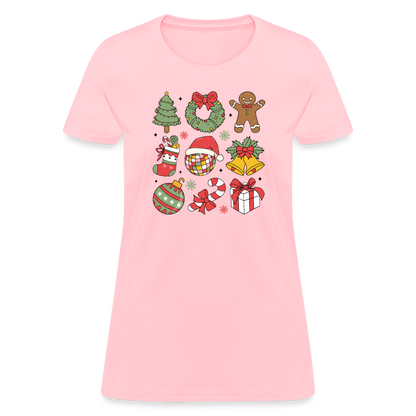 Christmas Holiday Season Women's Contoured T-Shirt - pink