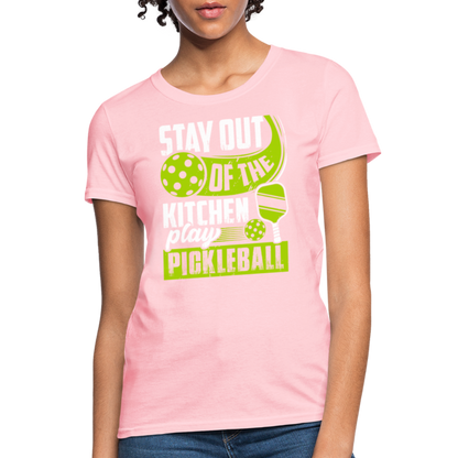 Stay Out Of The Kitchen Play Pickleball Women's Contoured T-Shirt - pink